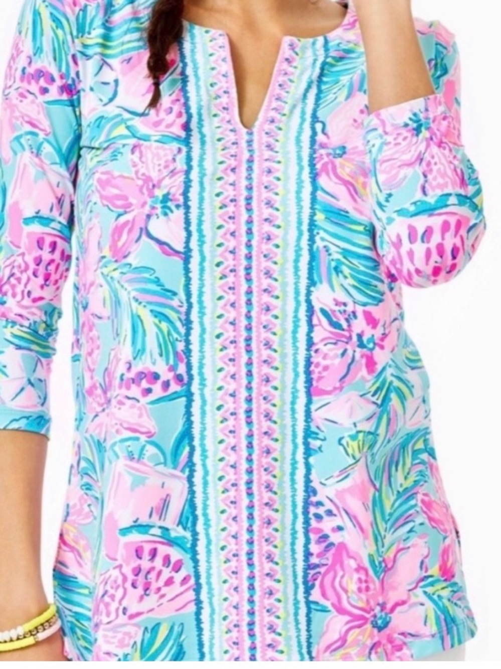 Lilly Pulitzer Karina Tunic Chilly Lilly in Blue Ibiza Gimme the Juice Print